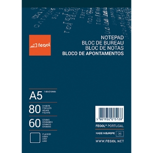 Picture of BLOCO APONTAMENTOS A5 FEGOL 80FOLHAS LISO
