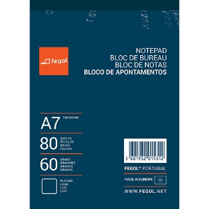 Picture of BLOCO APONTAMENTOS A7 FEGOL 80FOLHAS LISO