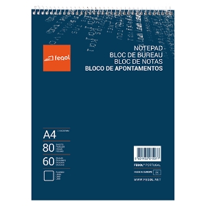 Picture of BLOCO APONTAMENTOS A4 FEGOL ESPIRAL 80FOLHAS LISO
