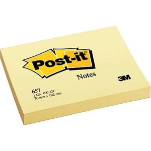 Imagem de BLOCO DE NOTAS ADERENTES POST-IT 76X102 657 AMARELO 100FOLHAS