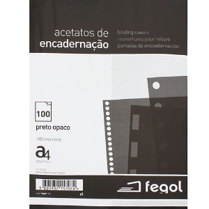 Picture of ACETATO ENCADER. OPACO A4 180MIC FEGOL PRETO (15707)