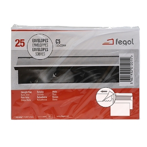 Imagem de PACK 25 ENVELOPES C5 162X229MM BRANCOS 90GR ADESIVOS FEGOL