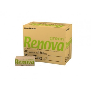 Picture of TOALHAS DE MÃO 23X25CM ZIG-ZAG RENOVA GREEN (CAIXA 30 MAÇOS = 5400 TOALHAS)