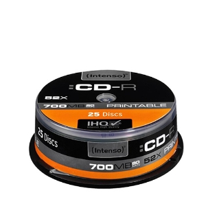 Picture of BOB.25 CD-R 700MB/80M. PRINTABLE INTENSO (1801124)