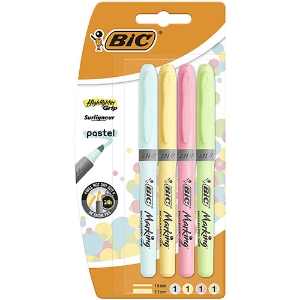 Picture of BLISTER COM 4 MARCADORES FLUORESCENTES BIC GRIP PASTEL (964859)