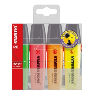 Picture of BLISTER COM 4 MARCADORES FLUORESCENTES STABILO BOSS 70/4
