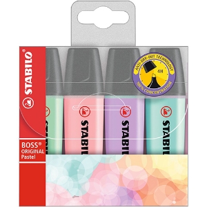 Imagem de BLISTER COM 4 MARCADORES FLUORESCENTES STABILO BOSS PASTEL 70/4-2