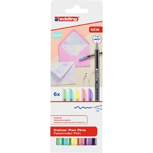 Imagem de BLT.6 MARC. FIBRA EDDING 1200 P/RED. CORES PASTEL (12006SP)
