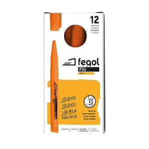 Picture of CAIXA 12 MARCADORES FLUORESCENTES FEGOL JUNIOR F50 LARANJA