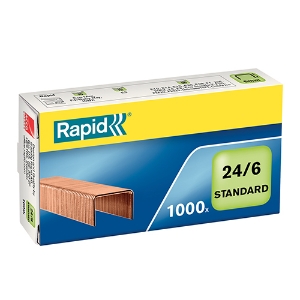 Imagem de CX.1000 AGRAFES 24/6 RAPID COBREADO (24855700)
