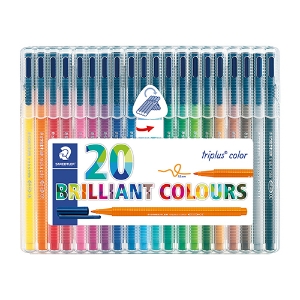 Imagem de  CX.20 MARC. FIBRA STAEDTLER TRIPLUS COLOR 323 SB20 SORT.