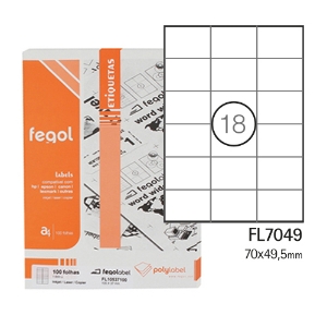 Imagem de ETIQ. FEGOLABEL A4 70X49.5 BRANCA (CX.100F/1800UNI)