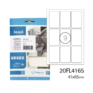 Imagem de ETIQ. FEGOLABEL A5 41X65 BRANCA 20FL4165 (CART.20F/180UDS)