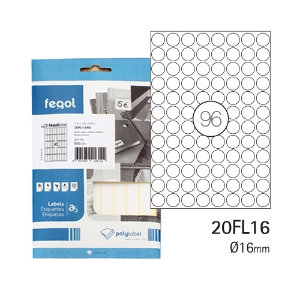 Imagem de ETIQ. FEGOLABEL A5 RED.16MM BRANCA 20FL16 (CART.20F/1920UDS)