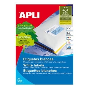 Imagem de ETIQUETAS APLI A4 99.1X139MM BRANCA REF.02422 (CAIXA 100FOLHAS=400ETIQ.)