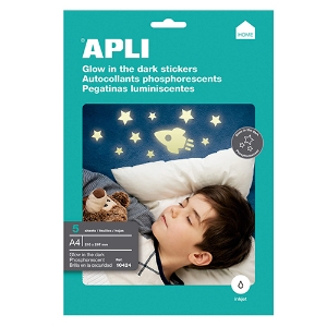 Imagem de ETIQUETAS APLI A4 PLÁSTICO BRILHA NO ESCURO REF.10424 (PACK 5 FOLHAS)