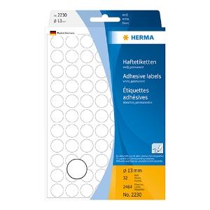 Picture of ETIQUETAS HERMA A5 REDONDA 13MM BRANCA REF.2230 (CARTEIRAS 32F/2464UNI)