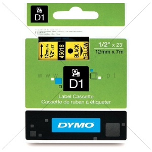 Imagem de FITA DYMO D1 12MMX7MT PRETA/AMARELA 45018/S0720580