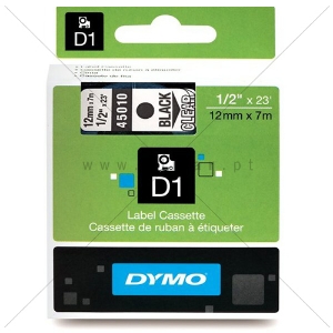 Imagem de FITA DYMO D1 12MMX7MT TRANSPARENTE & PRETO (45010/S0720500)