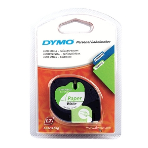 Imagem de FITA DYMO LETRATAG 12MMX4MT PRETA/BRANCA 91200/S0721510