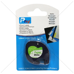 Imagem de FITA P/DYMO LETRATAG 12MMX4MT PRETA/BRANCA 91200/S0721510