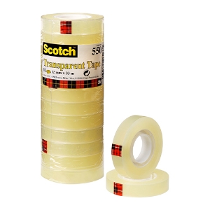 Imagem de ROLO FITA ADESIVA 12MMX33MT 3M SCOTCH 550 TRANSPARENTE (ACORDEÃO)