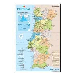 Imagem de MAPA PORTUGAL PORTO EDITORA PLASTIFICADO 2FACES 27X40.5CM (32127)